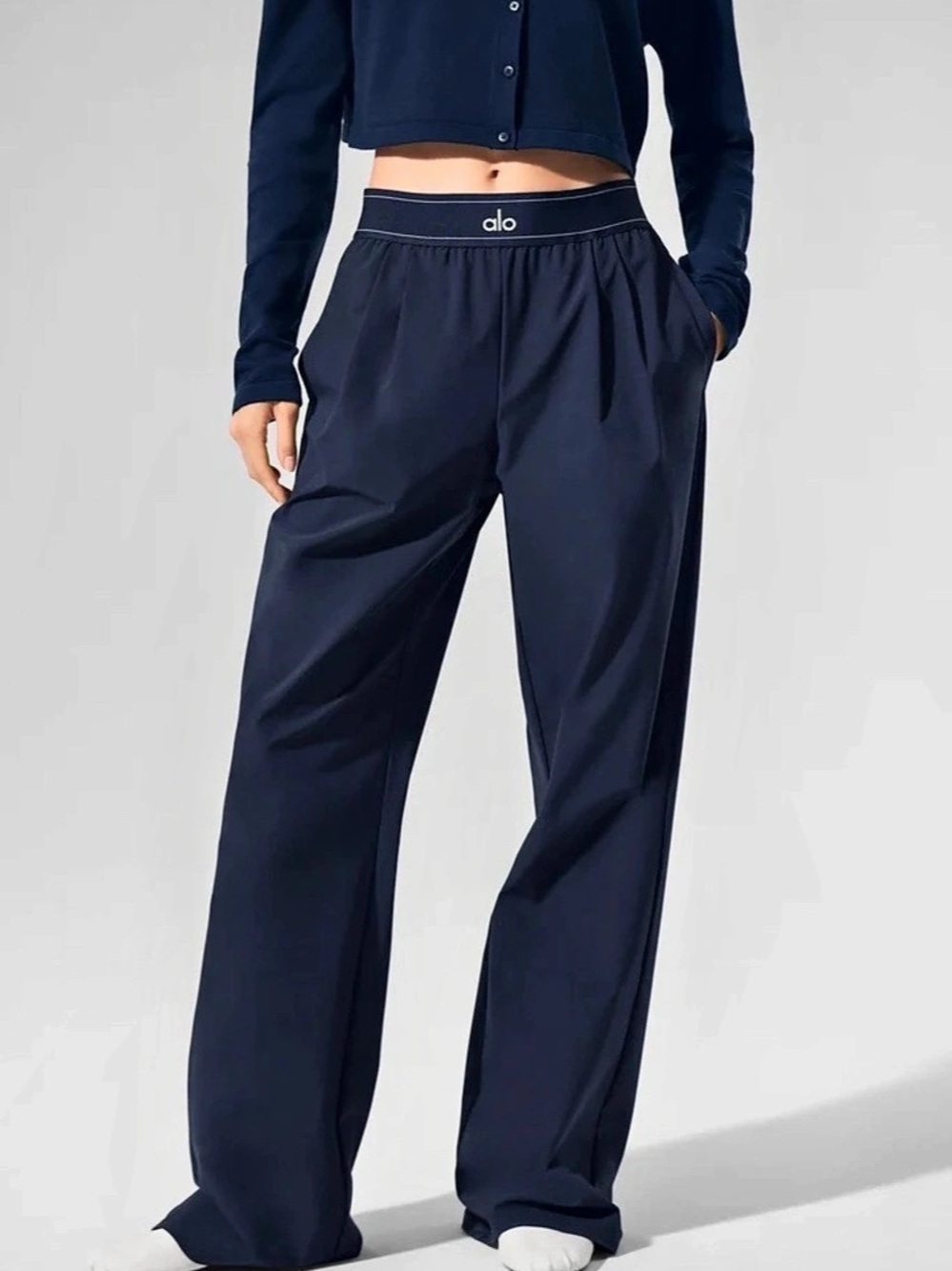 Alo Wide Leg Pants in Blue NWT